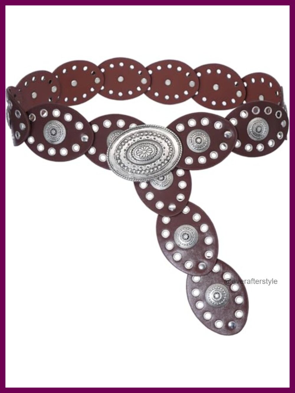 Women's Oval Disc Wide PU Leather Belt Western Style for Jeans